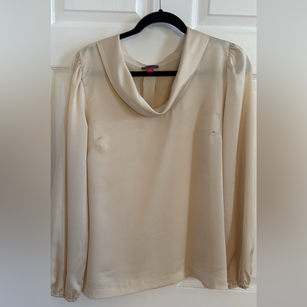 Vince Camuto Cream Draped Cowl Neck Blouse